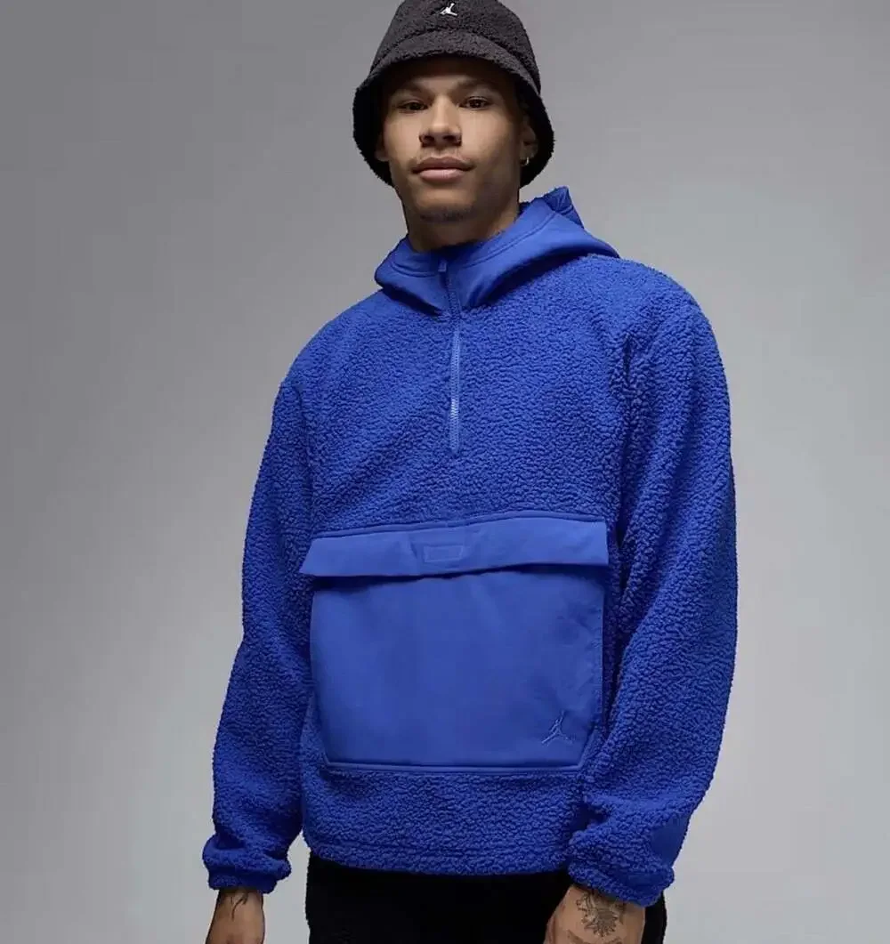Jordan Flight High-Pile Fleece Pullover Hoodie Game Royal FV7452-480 SZ LG $120